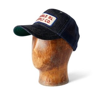 New RRL Ralph Lauren Denim Blue Trucker Baseball Hat